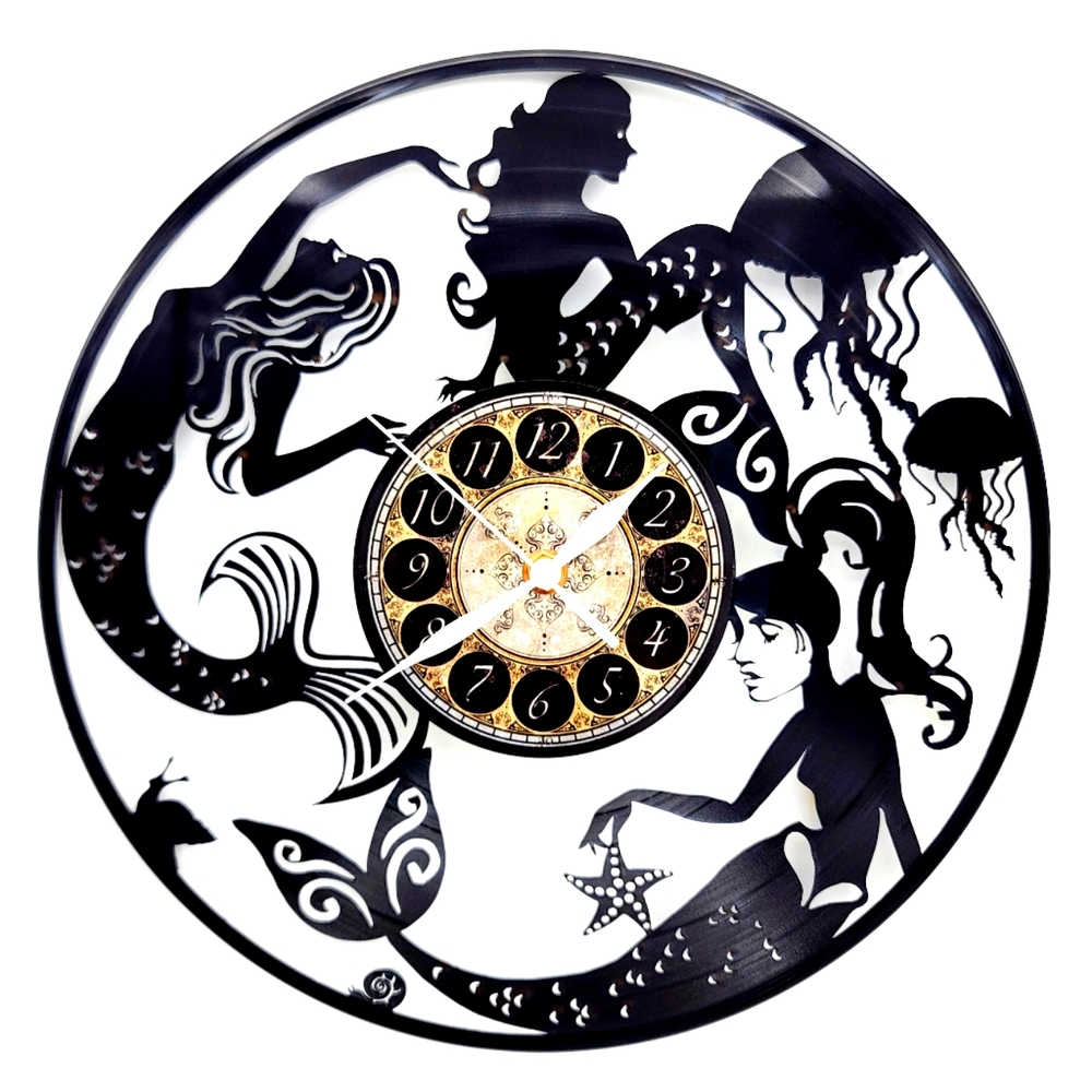 MERMAIDS vinyl record clock